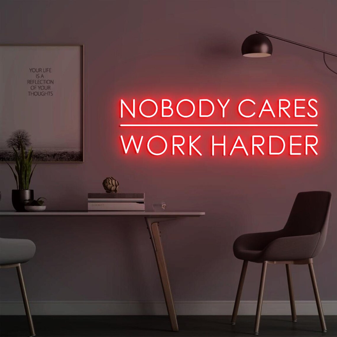 Home Gym Outdoor Ideas - Panneau néon « Nobody Cares Work